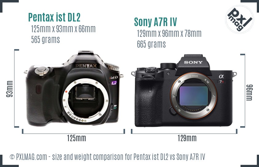 Pentax ist DL2 vs Sony A7R IV size comparison Pentax ist DL2 vs Sony A7R IV size comparison