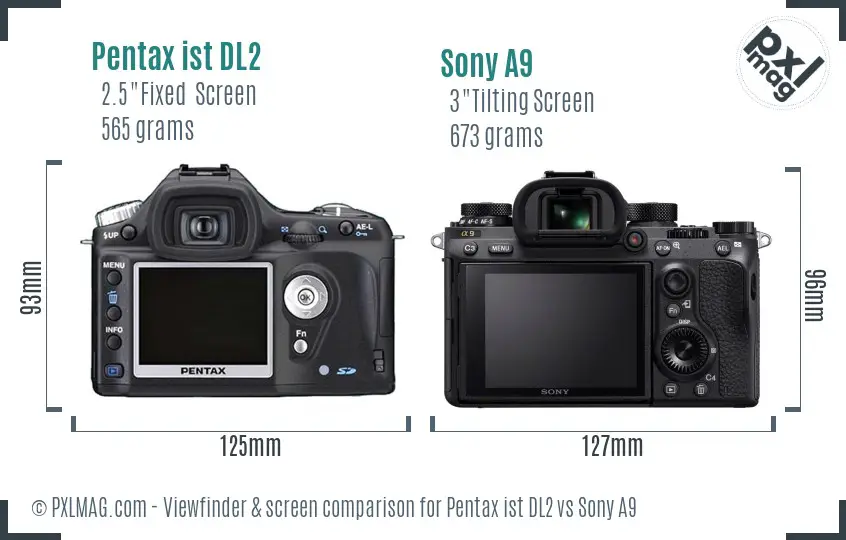 Pentax ist DL2 vs Sony A9 Screen and Viewfinder comparison Pentax ist DL2 vs Sony A9 Screen and Viewfinder comparison