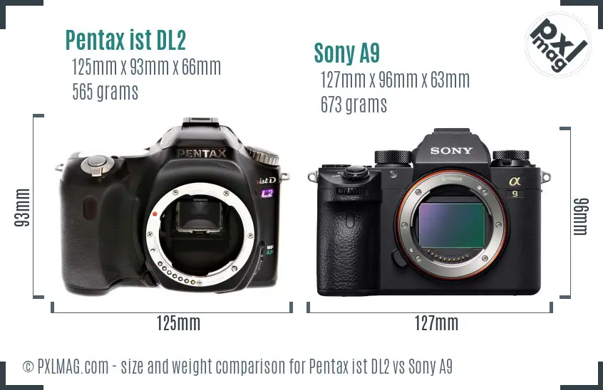 Pentax ist DL2 vs Sony A9 size comparison Pentax ist DL2 vs Sony A9 size comparison