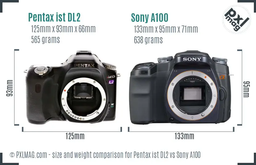 Pentax ist DL2 vs Sony A100 size comparison