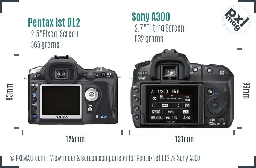 Pentax ist DL2 vs Sony A300 Screen and Viewfinder comparison