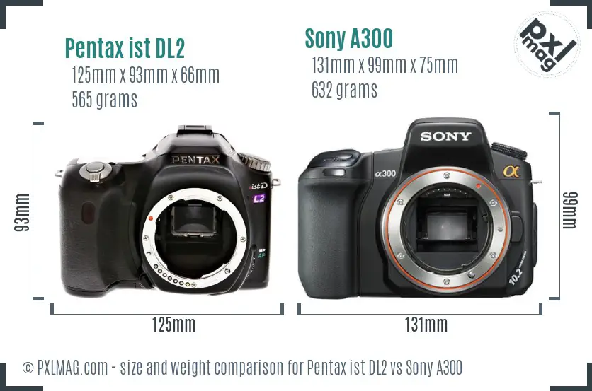 Pentax ist DL2 vs Sony A300 size comparison