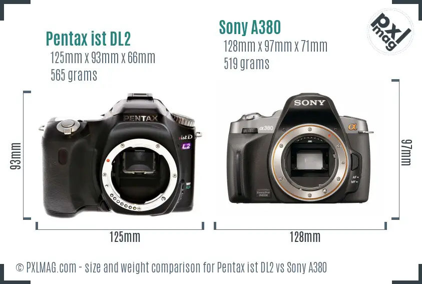 Pentax ist DL2 vs Sony A380 size comparison