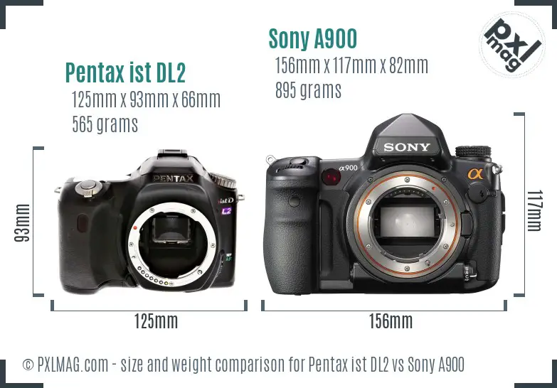 Pentax ist DL2 vs Sony A900 size comparison