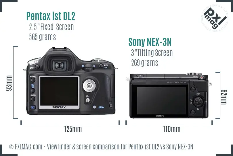 Pentax ist DL2 vs Sony NEX-3N Screen and Viewfinder comparison Pentax ist DL2 vs Sony NEX-3N Screen and Viewfinder comparison