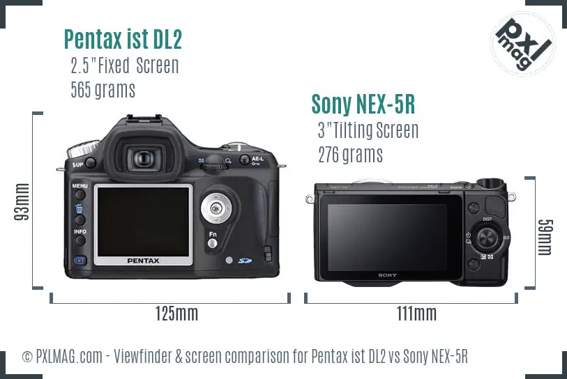 Pentax ist DL2 vs Sony NEX-5R Screen and Viewfinder comparison Pentax ist DL2 vs Sony NEX-5R Screen and Viewfinder comparison