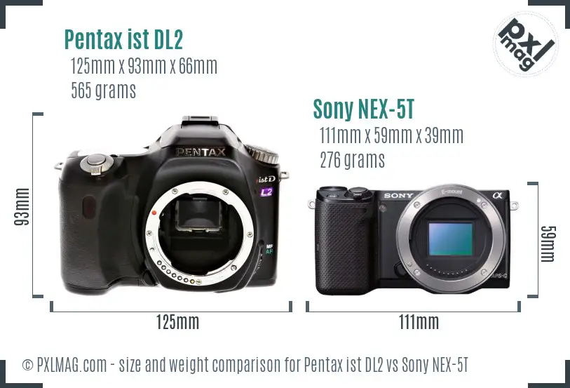 Pentax ist DL2 vs Sony NEX-5T size comparison
