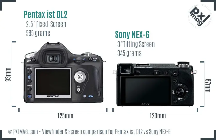 Pentax ist DL2 vs Sony NEX-6 Screen and Viewfinder comparison