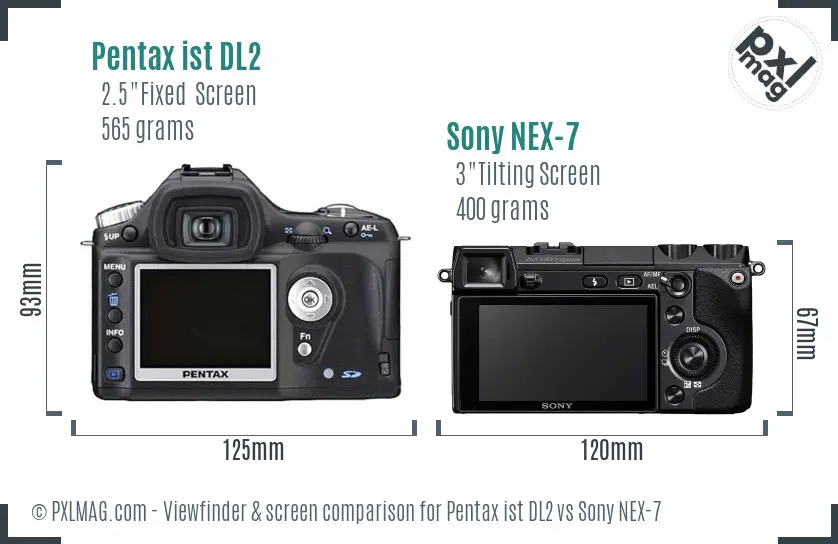 Pentax ist DL2 vs Sony NEX-7 Screen and Viewfinder comparison Pentax ist DL2 vs Sony NEX-7 Screen and Viewfinder comparison
