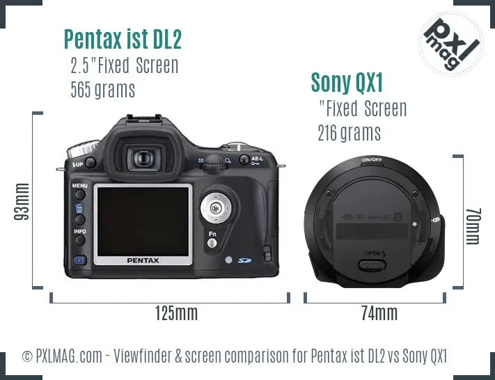 Pentax ist DL2 vs Sony QX1 Screen and Viewfinder comparison Pentax ist DL2 vs Sony QX1 Screen and Viewfinder comparison