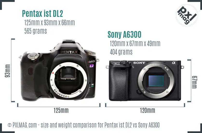 Pentax ist DL2 vs Sony A6300 size comparison