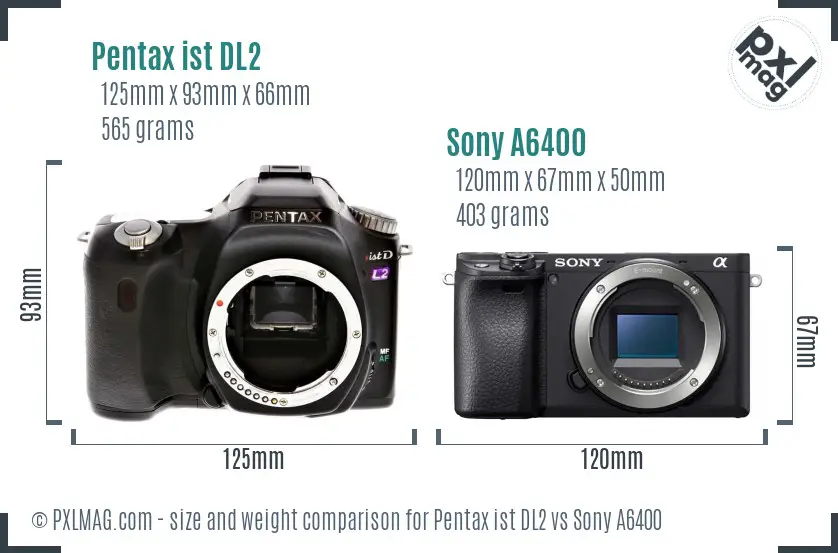 Pentax ist DL2 vs Sony A6400 size comparison