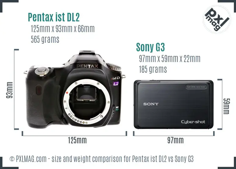 Pentax ist DL2 vs Sony G3 size comparison