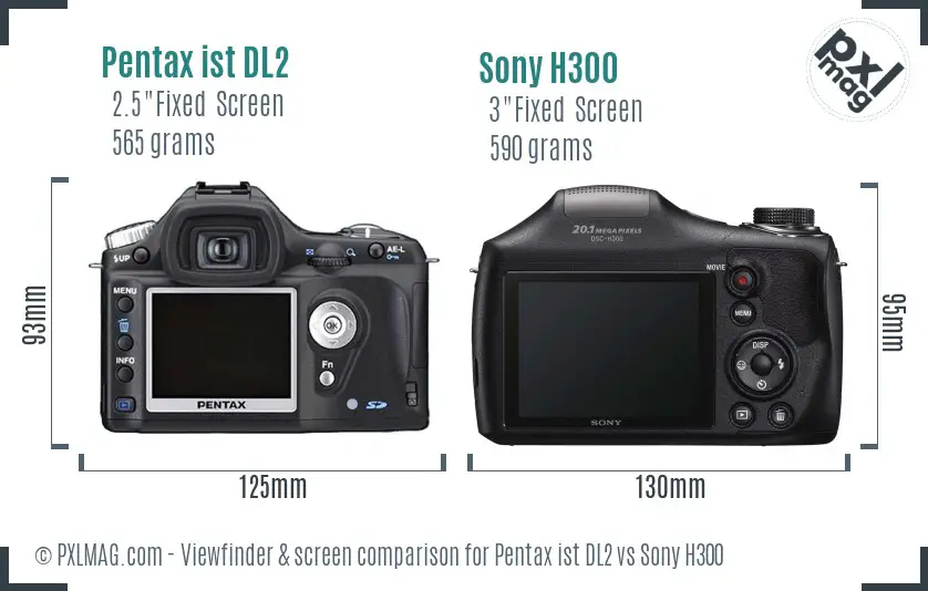 Pentax ist DL2 vs Sony H300 Screen and Viewfinder comparison