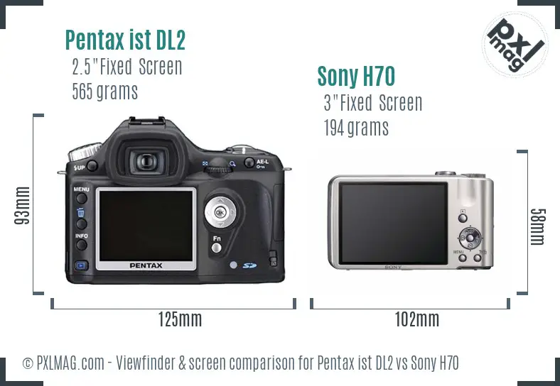 Pentax ist DL2 vs Sony H70 Screen and Viewfinder comparison