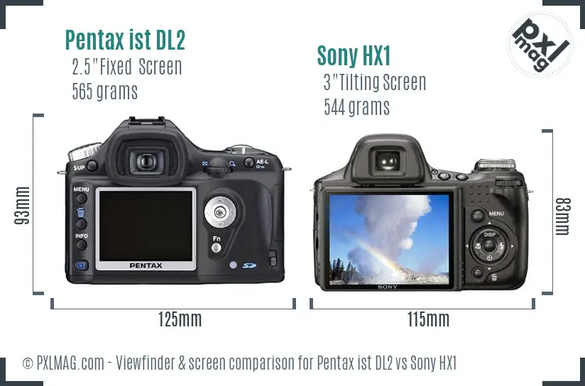 Pentax ist DL2 vs Sony HX1 Screen and Viewfinder comparison