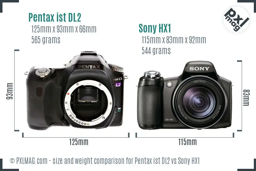 Pentax ist DL2 vs Sony HX1 size comparison