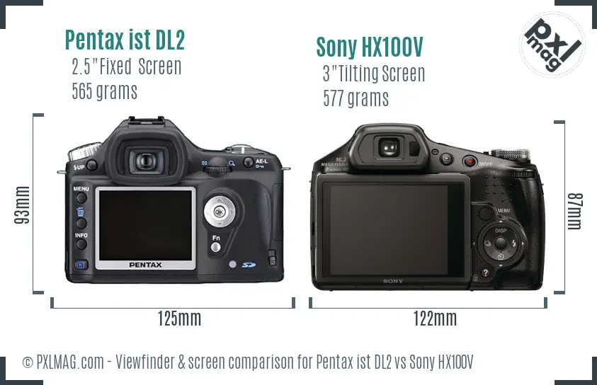 Pentax ist DL2 vs Sony HX100V Screen and Viewfinder comparison