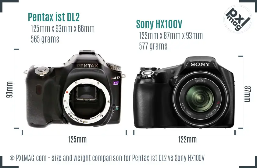 Pentax ist DL2 vs Sony HX100V size comparison