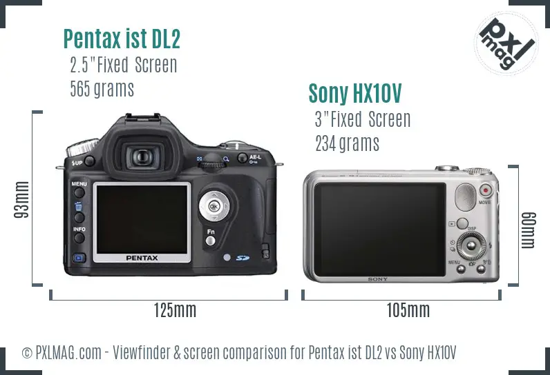 Pentax ist DL2 vs Sony HX10V Screen and Viewfinder comparison Pentax ist DL2 vs Sony HX10V Screen and Viewfinder comparison