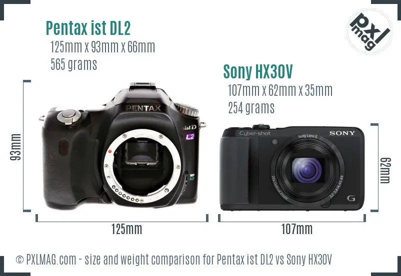 Pentax ist DL2 vs Sony HX30V size comparison