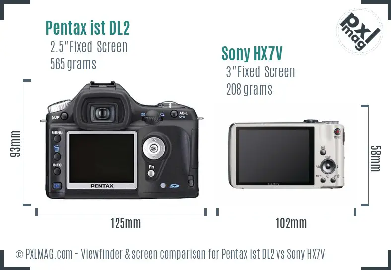 Pentax ist DL2 vs Sony HX7V Screen and Viewfinder comparison