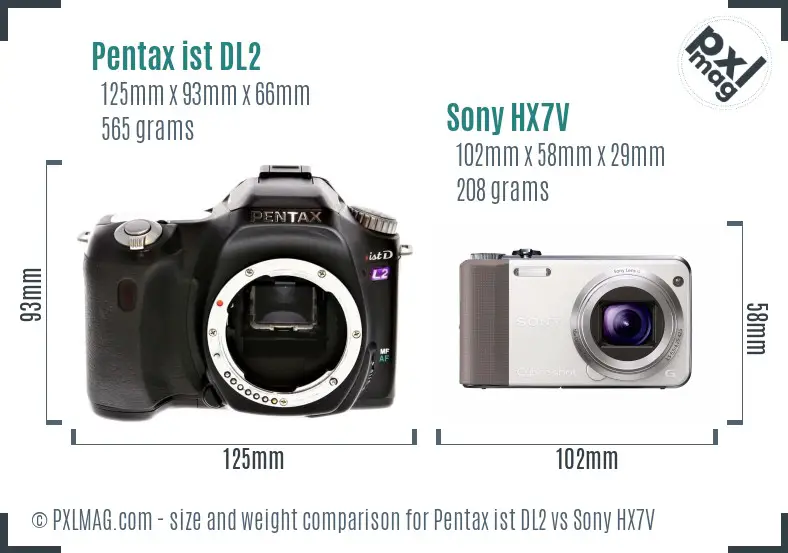 Pentax ist DL2 vs Sony HX7V size comparison