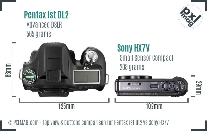 Pentax ist DL2 vs Sony HX7V top view buttons comparison