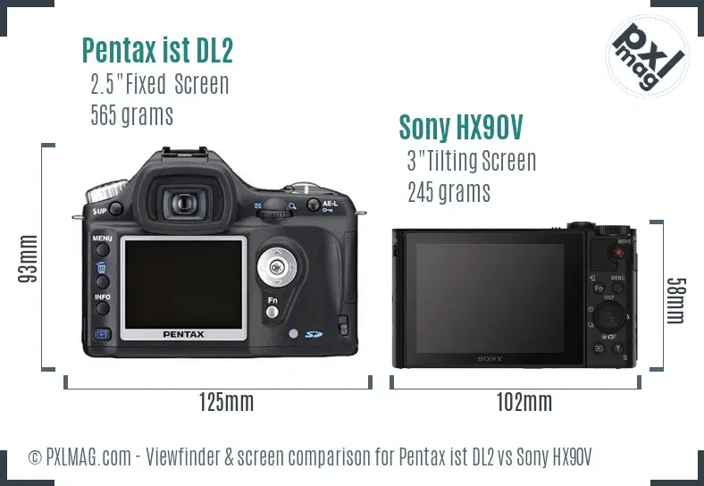 Pentax ist DL2 vs Sony HX90V Screen and Viewfinder comparison