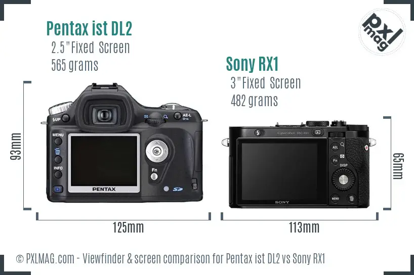 Pentax ist DL2 vs Sony RX1 Screen and Viewfinder comparison