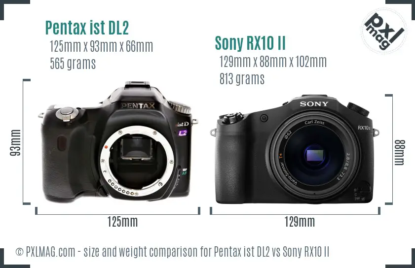 Pentax ist DL2 vs Sony RX10 II size comparison