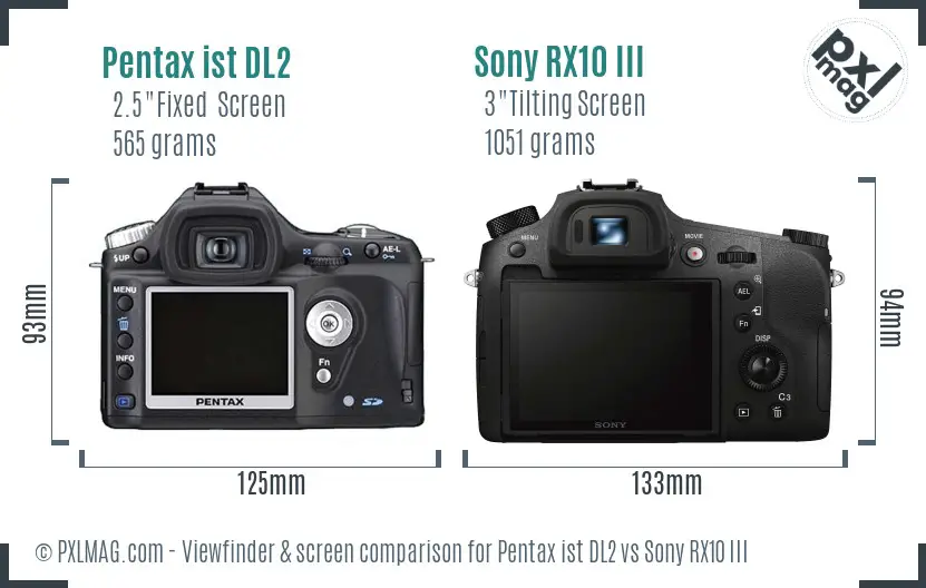 Pentax ist DL2 vs Sony RX10 III Screen and Viewfinder comparison Pentax ist DL2 vs Sony RX10 III Screen and Viewfinder comparison