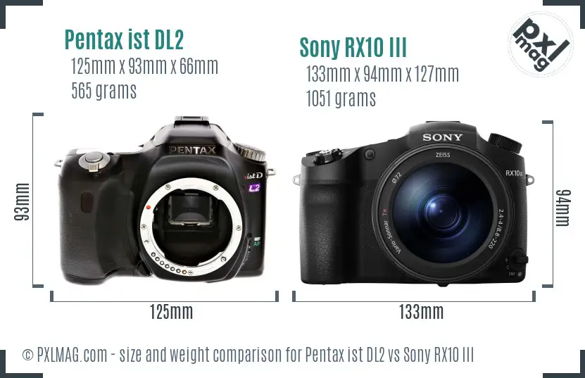 Pentax ist DL2 vs Sony RX10 III size comparison Pentax ist DL2 vs Sony RX10 III size comparison