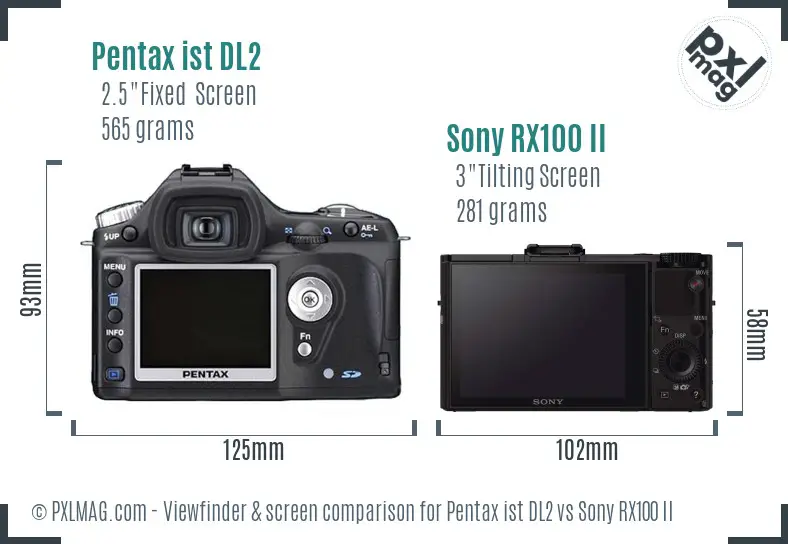 Pentax ist DL2 vs Sony RX100 II Screen and Viewfinder comparison