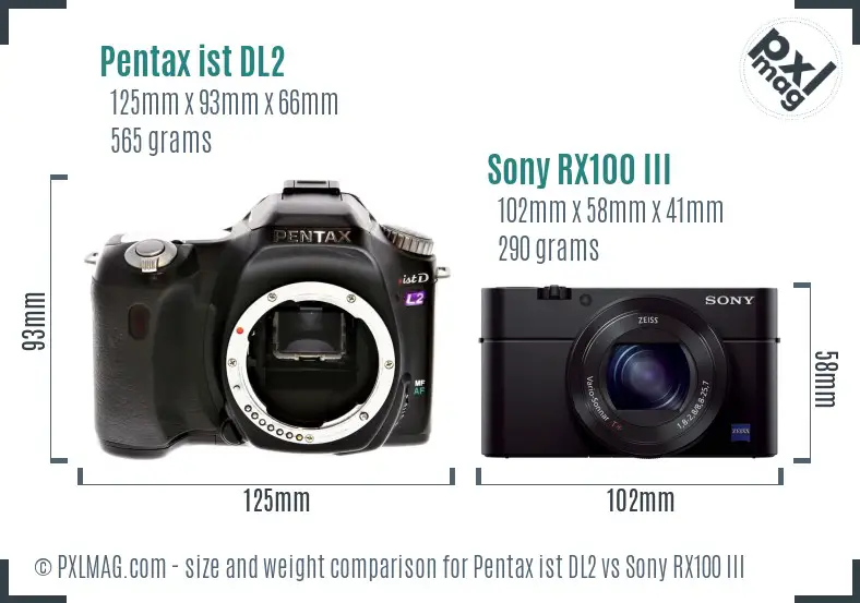 Pentax ist DL2 vs Sony RX100 III size comparison Pentax ist DL2 vs Sony RX100 III size comparison