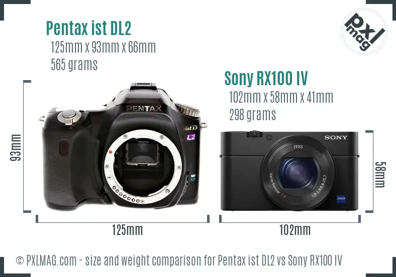 Pentax ist DL2 vs Sony RX100 IV size comparison