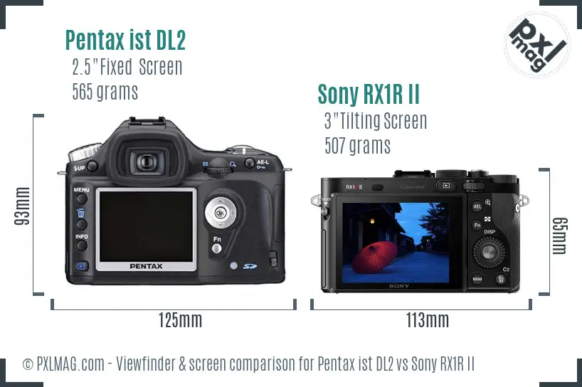 Pentax ist DL2 vs Sony RX1R II Screen and Viewfinder comparison Pentax ist DL2 vs Sony RX1R II Screen and Viewfinder comparison