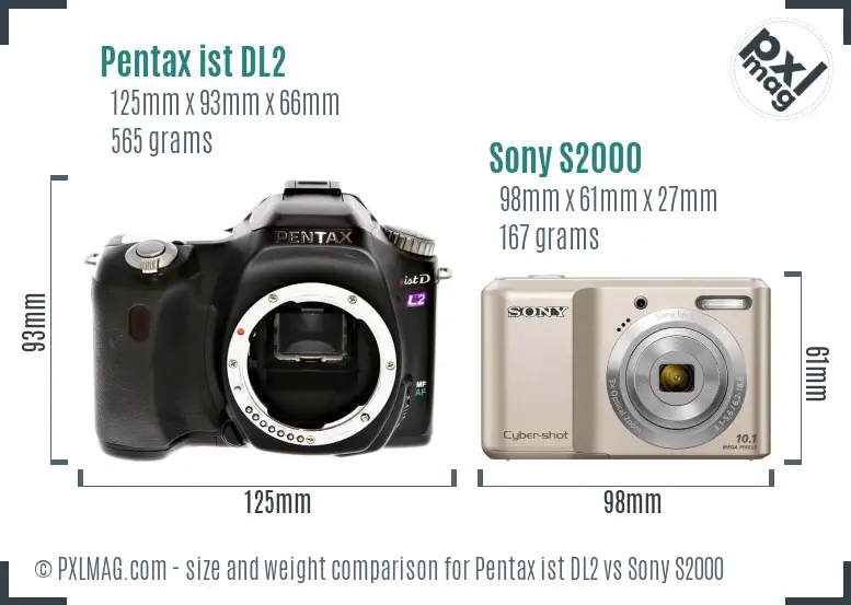 Pentax ist DL2 vs Sony S2000 size comparison