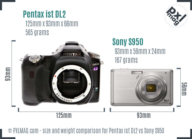 Pentax ist DL2 vs Sony S950 size comparison