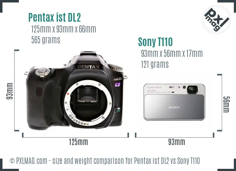 Pentax ist DL2 vs Sony T110 size comparison