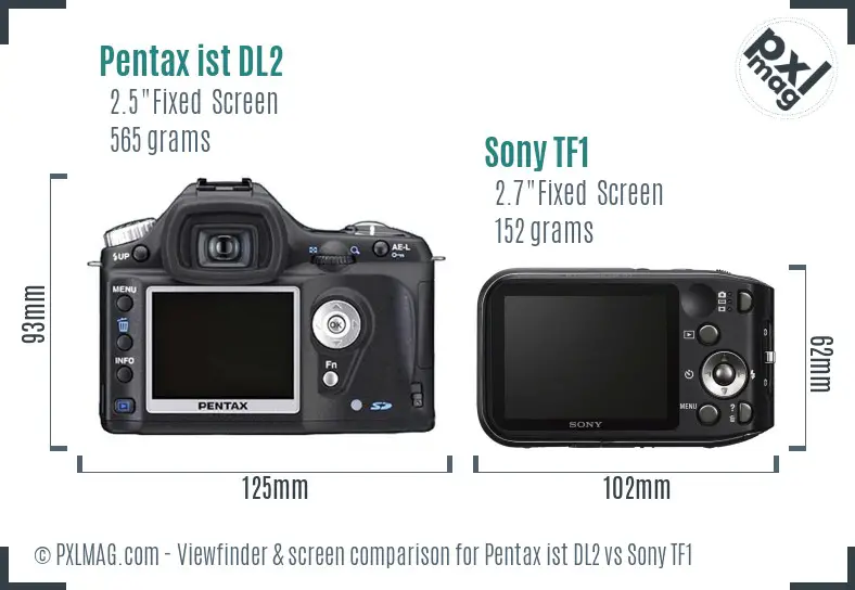 Pentax ist DL2 vs Sony TF1 Screen and Viewfinder comparison