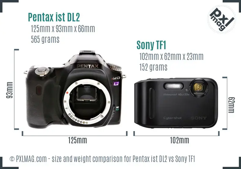 Pentax ist DL2 vs Sony TF1 size comparison