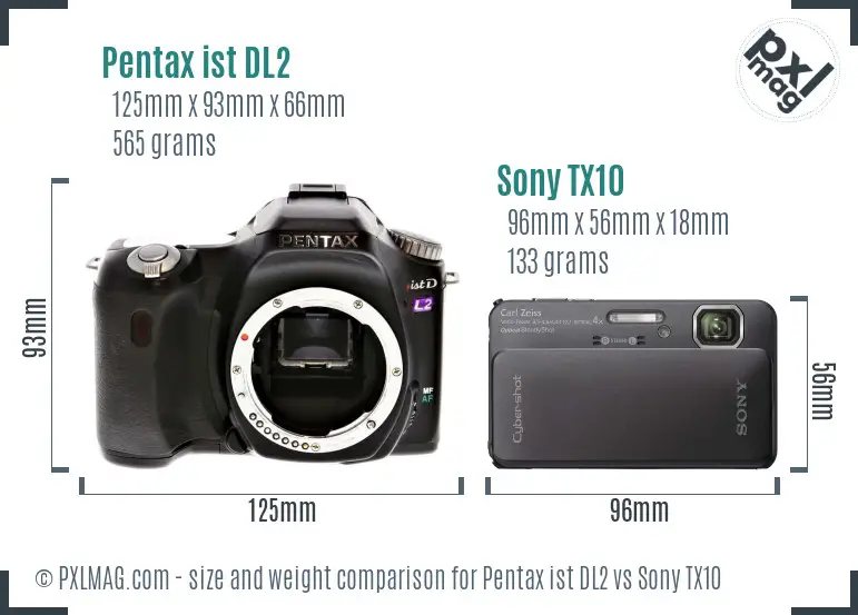 Pentax ist DL2 vs Sony TX10 size comparison