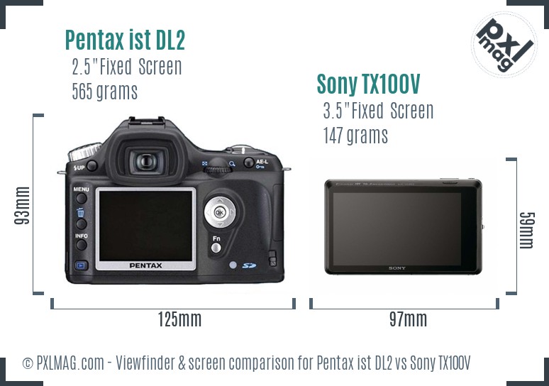 Pentax ist DL2 vs Sony TX100V Screen and Viewfinder comparison
