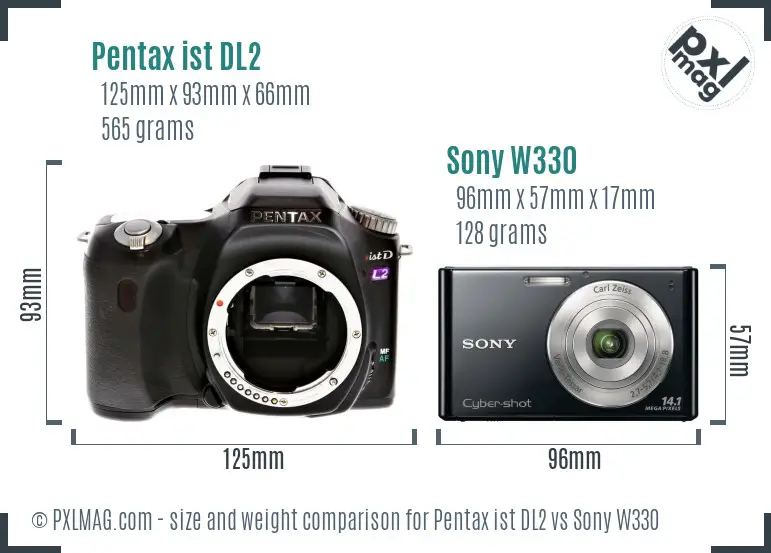 Pentax ist DL2 vs Sony W330 size comparison