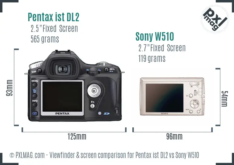 Pentax ist DL2 vs Sony W510 Screen and Viewfinder comparison Pentax ist DL2 vs Sony W510 Screen and Viewfinder comparison