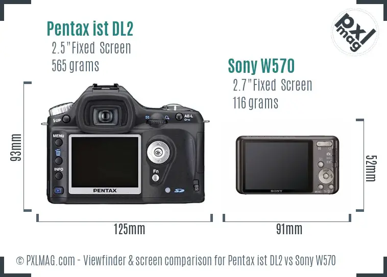Pentax ist DL2 vs Sony W570 Screen and Viewfinder comparison
