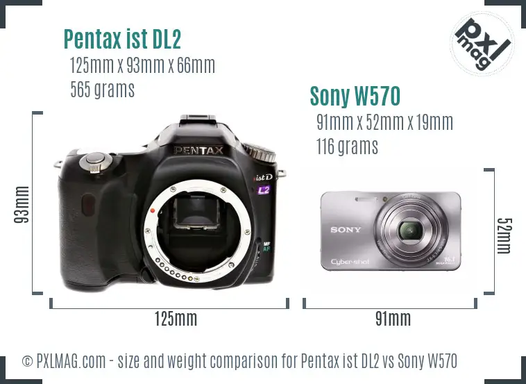 Pentax ist DL2 vs Sony W570 size comparison