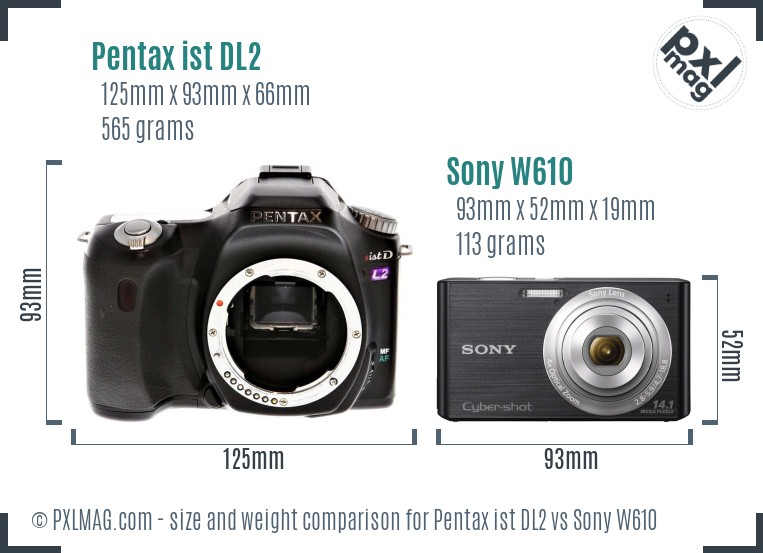 Pentax ist DL2 vs Sony W610 size comparison