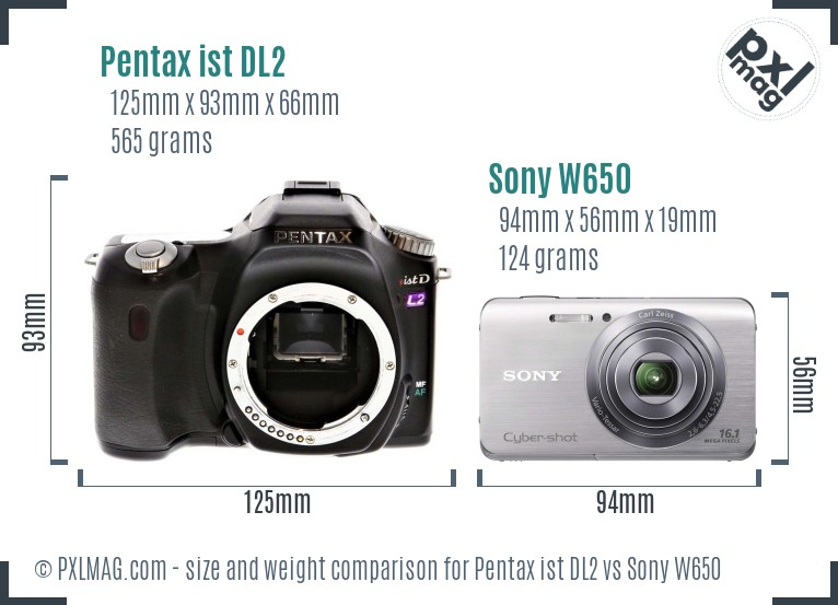 Pentax ist DL2 vs Sony W650 size comparison
